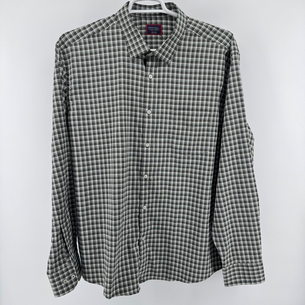 UNTUCKit Shirt Mens 3XL Green Plaid Regular Fit Button Down - Picture 2 of 11